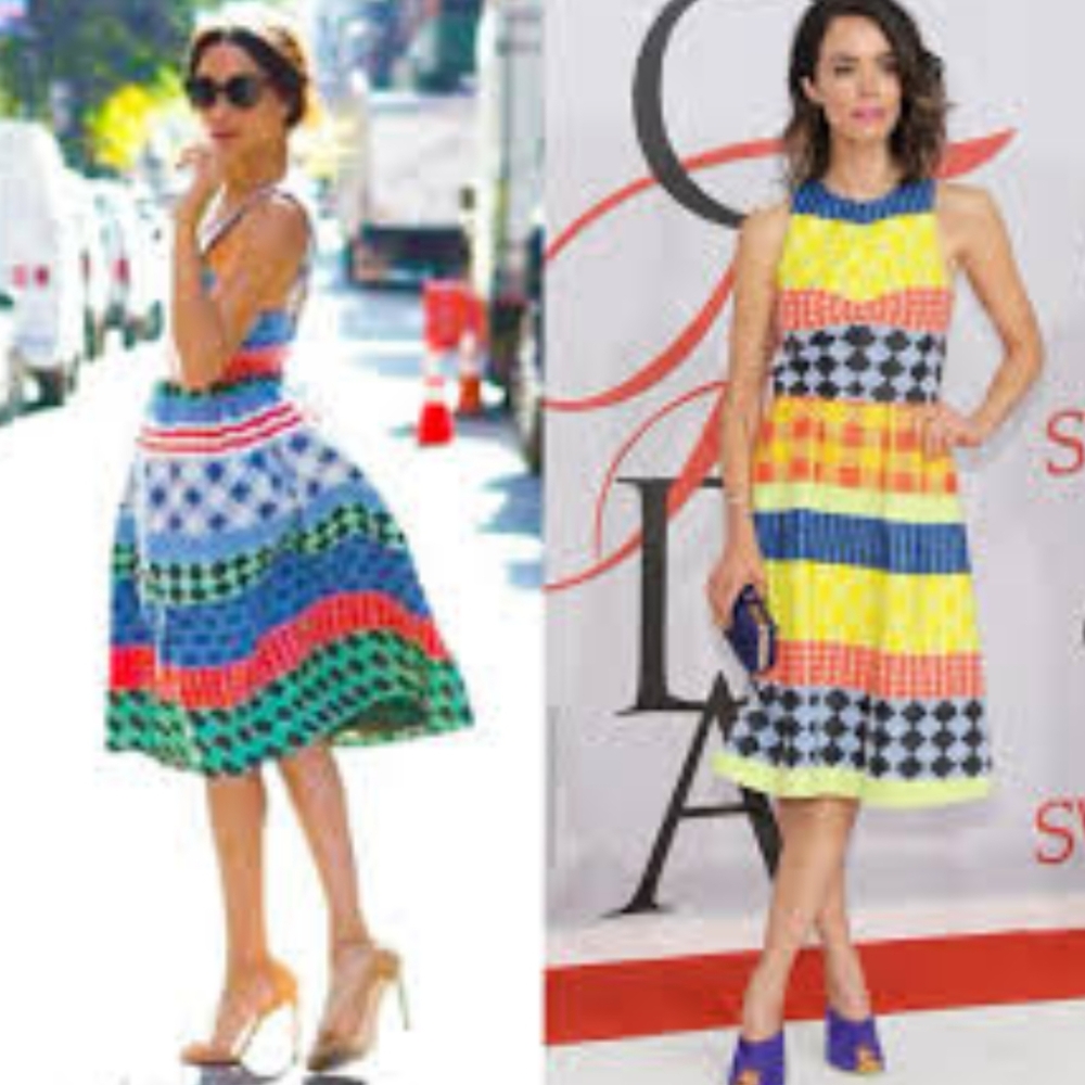 - NOVIS $1500 SZ 2 "THE WALTER" JAQUARD PRINT FIT & FLARE SLEEVELESS DRESS…